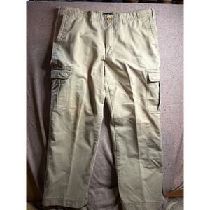 Eddie Bauer Men’s 40x30 Heavy Cargo Pants Khaki Hiking Outdoor Rugged Gorpcore